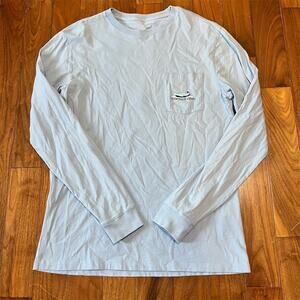 Vineyard Vines T-Shirt Mens Size S Light Blue Long Sleeve Pocket Palm